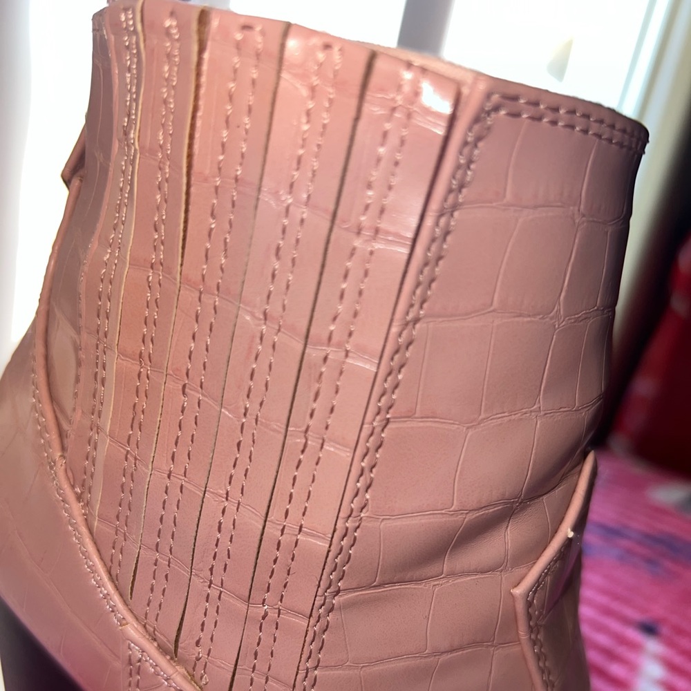 Pink faux Crocodile booties